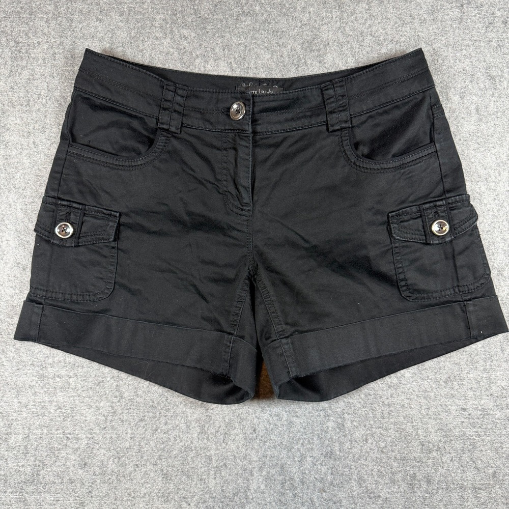 White House Black Market Womens Cargo Shorts 2 Black Cuffed Silver Utility